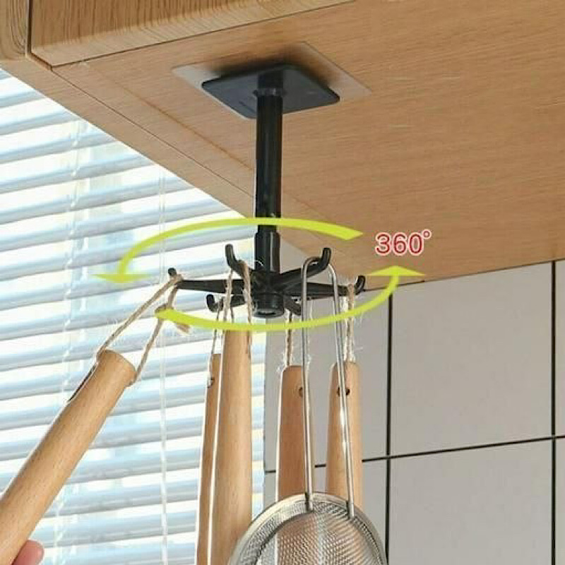 آویز دیواری پایه چرخان کفگیر و ملاقه پشت چسب دار